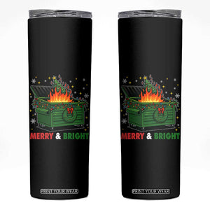 Funny Lil Dumpster Fire Christmas Skinny Tumbler Merry And Bright Xmas Tree TS11 Black Print Your Wear