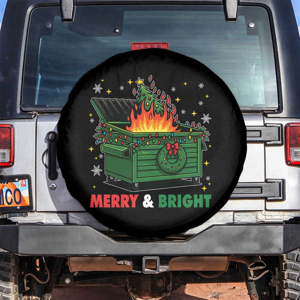 Funny Lil Dumpster Fire Christmas Spare Tire Cover Merry And Bright Xmas Tree TS11 No hole Black Print Your Wear