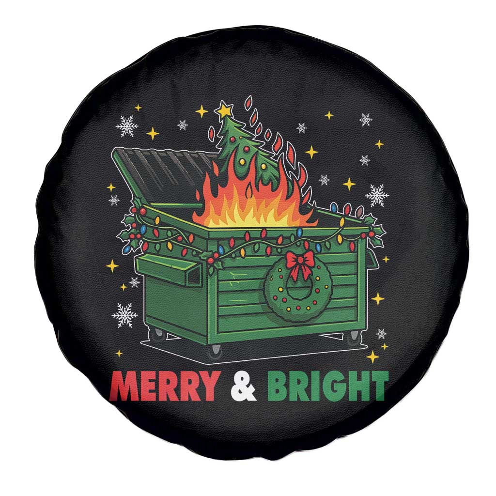 Funny Lil Dumpster Fire Christmas Spare Tire Cover Merry And Bright Xmas Tree TS11 Print Your Wear