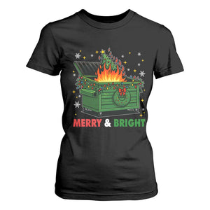 Funny Lil Dumpster Fire Christmas T Shirt For Women Merry And Bright Xmas Tree TS11 Black Print Your Wear