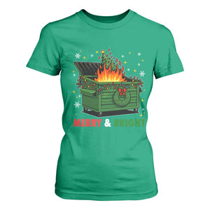 Funny Lil Dumpster Fire Christmas T Shirt For Women Merry And Bright Xmas Tree TS11 Irish Green Print Your Wear