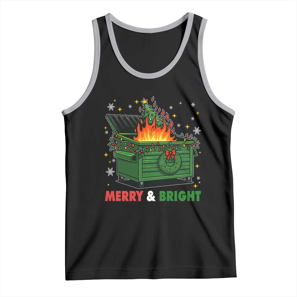 Funny Lil Dumpster Fire Christmas Tank Top Merry And Bright Xmas Tree TS11 Black Athletic Heather Print Your Wear