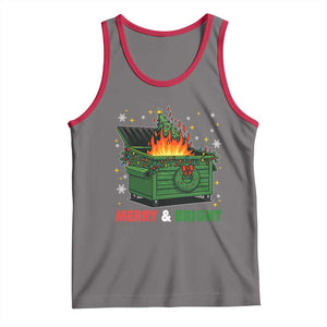Funny Lil Dumpster Fire Christmas Tank Top Merry And Bright Xmas Tree TS11 Deep Heather Red Print Your Wear