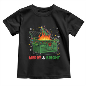 Funny Lil Dumpster Fire Christmas Toddler T Shirt Merry And Bright Xmas Tree TS11 Black Print Your Wear