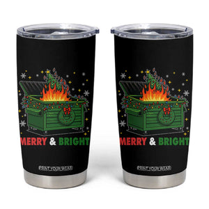 Funny Lil Dumpster Fire Christmas Tumbler Cup Merry And Bright Xmas Tree TS11 Black Print Your Wear