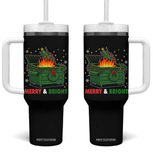 Funny Lil Dumpster Fire Christmas Tumbler With Handle Merry And Bright Xmas Tree TS11 One Size: 40 oz Black Print Your Wear