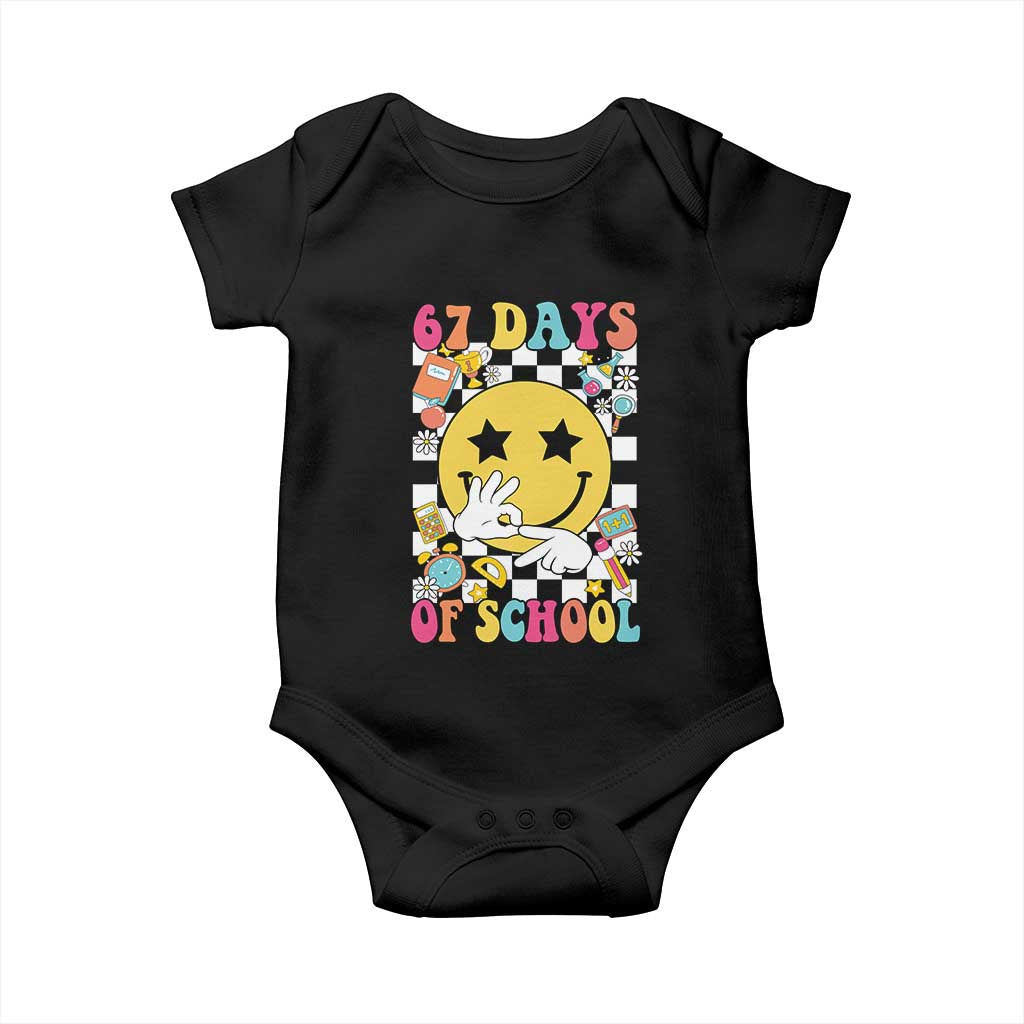 67 Days Of School Baby Onesie Six Seven Meme Student Teacher TS11 Black Print Your Wear