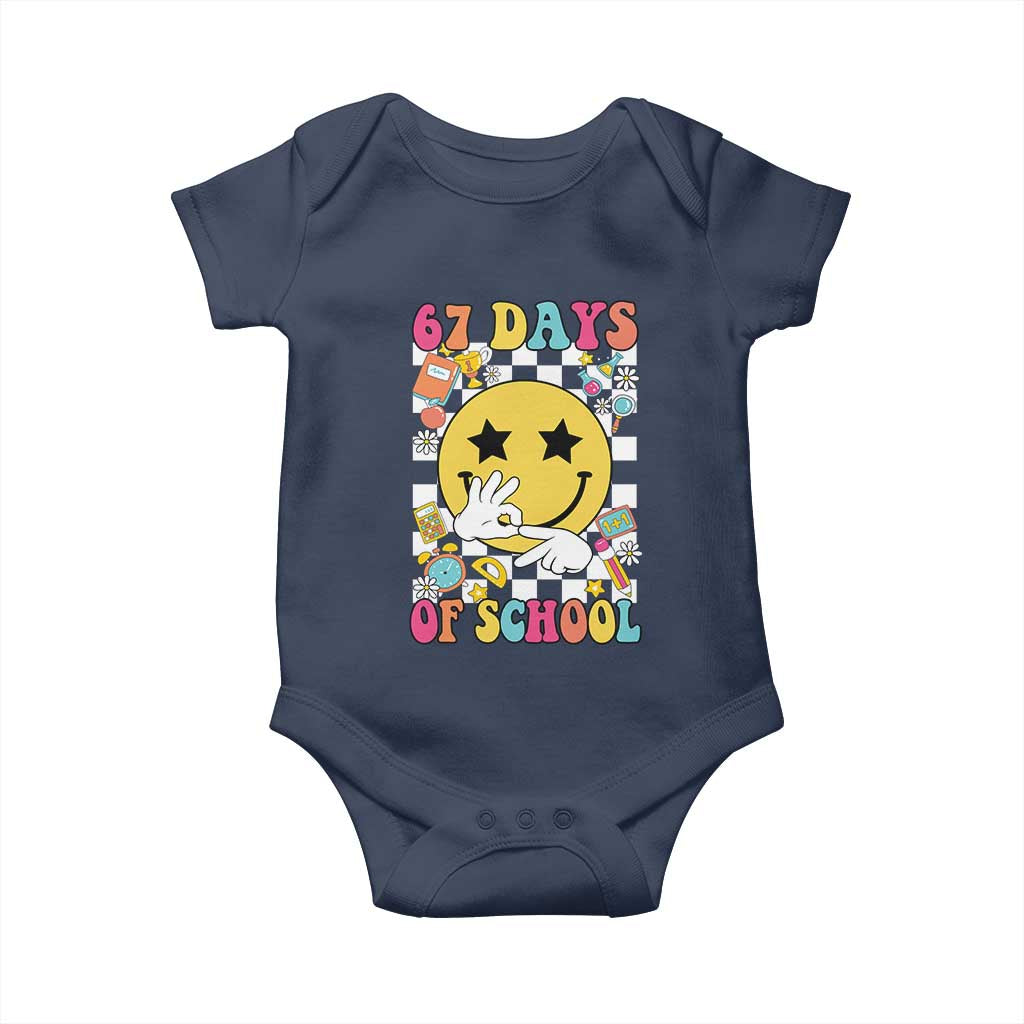 67 Days Of School Baby Onesie Six Seven Meme Student Teacher TS11 Navy Print Your Wear