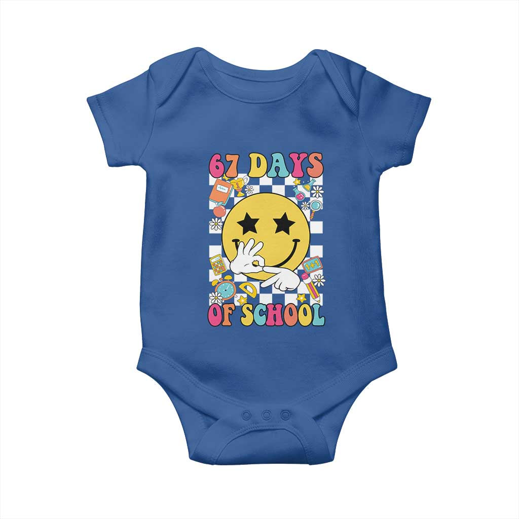 67 Days Of School Baby Onesie Six Seven Meme Student Teacher TS11 Royal Blue Print Your Wear