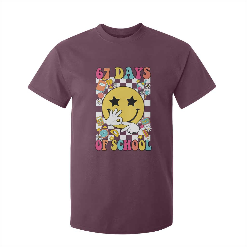 67 Days Of School T Shirt For Kid Six Seven Meme Student Teacher TS11 Maroon Print Your Wear