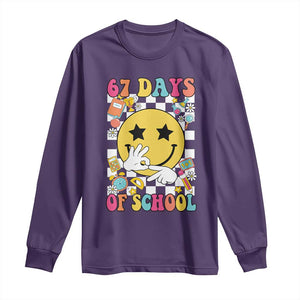 67 Days Of School Long Sleeve Shirt Six Seven Meme Student Teacher TS11 Purple Print Your Wear