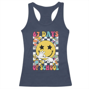 67 Days Of School Racerback Tank Top Six Seven Meme Student Teacher TS11 Navy Print Your Wear