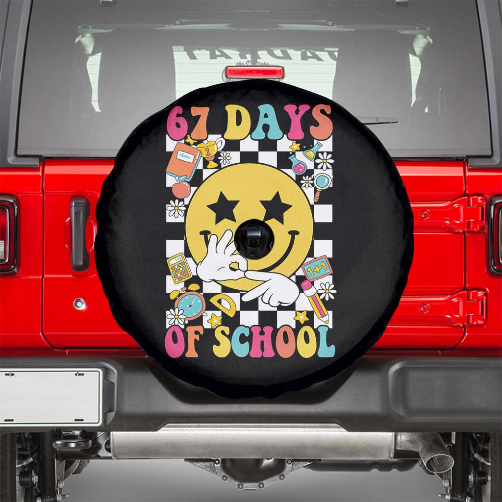 67 Days Of School Spare Tire Cover Six Seven Meme Student Teacher TS11 Black Print Your Wear