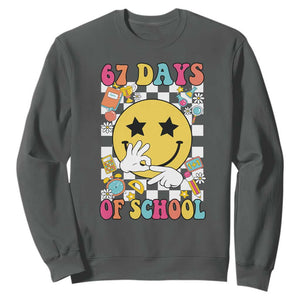 67 Days Of School Sweatshirt Six Seven Meme Student Teacher TS11 Dark Heather Print Your Wear