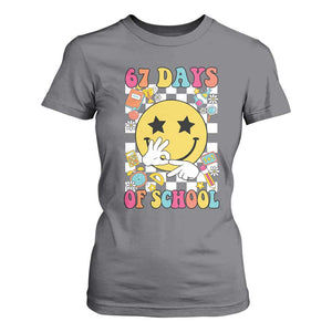67 Days Of School T Shirt For Women Six Seven Meme Student Teacher TS11 Charcoal Print Your Wear