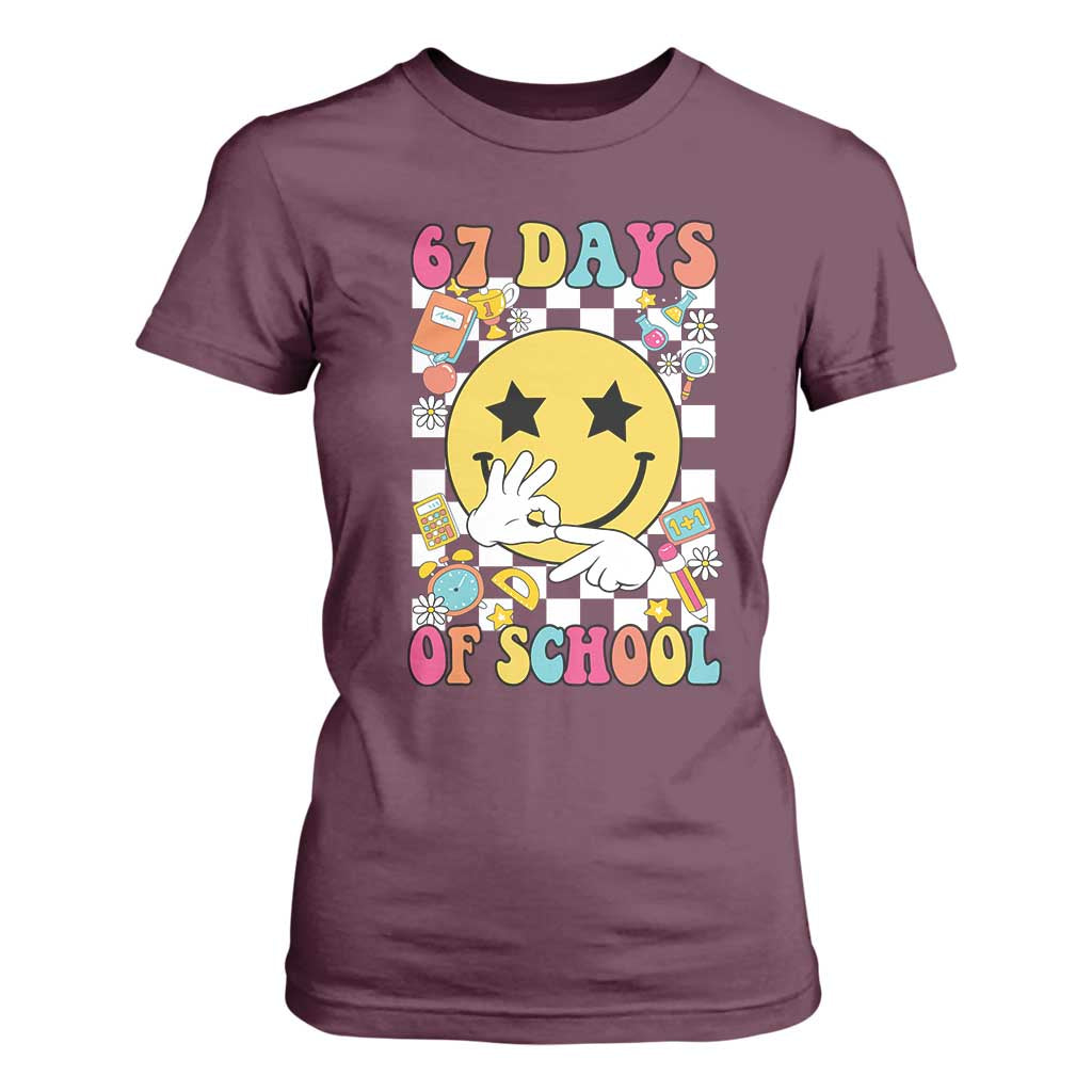 67 Days Of School T Shirt For Women Six Seven Meme Student Teacher TS11 Maroon Print Your Wear