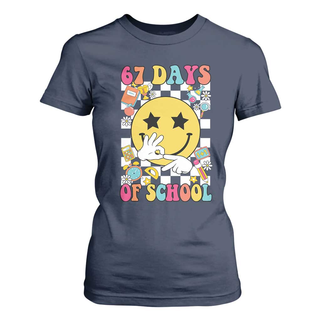 67 Days Of School T Shirt For Women Six Seven Meme Student Teacher TS11 Navy Print Your Wear