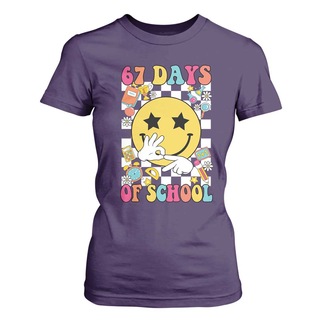 67 Days Of School T Shirt For Women Six Seven Meme Student Teacher TS11 Purple Print Your Wear