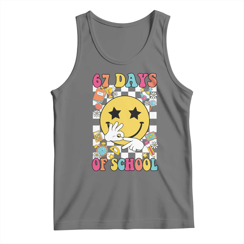 67 Days Of School Tank Top Six Seven Meme Student Teacher TS11 Black Heather Print Your Wear
