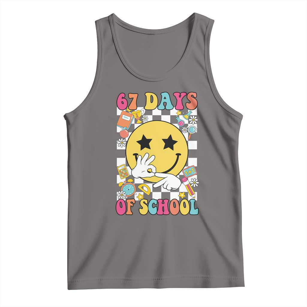 67 Days Of School Tank Top Six Seven Meme Student Teacher TS11 Deep Heather Print Your Wear