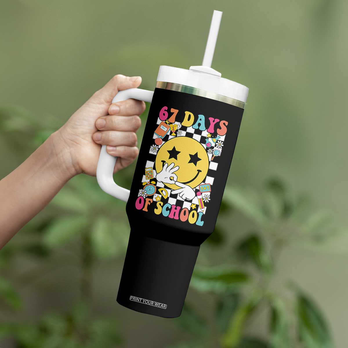 67 Days Of School Tumbler With Handle Six Seven Meme Student Teacher TS11 Print Your Wear