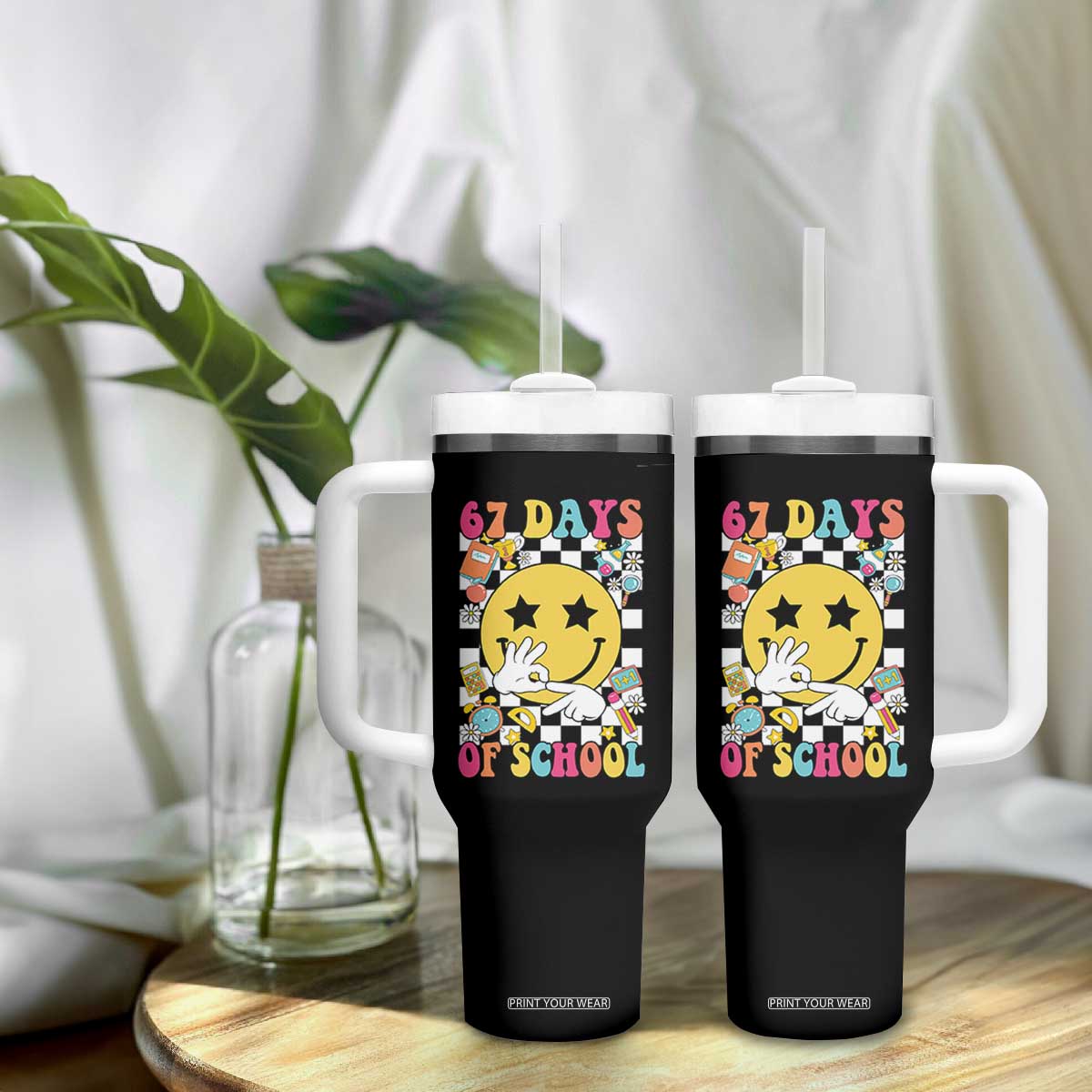 67 Days Of School Tumbler With Handle Six Seven Meme Student Teacher TS11 Print Your Wear