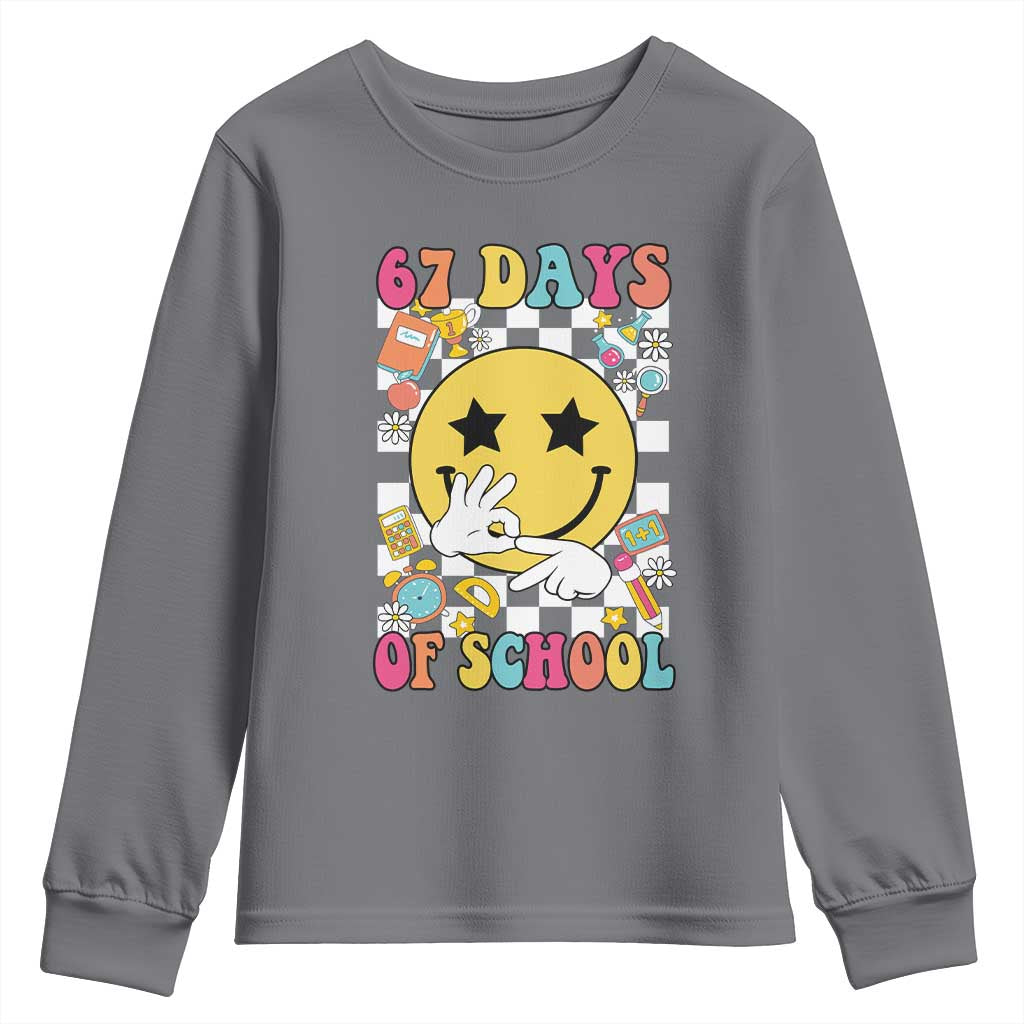 67 Days Of School Youth Sweatshirt Six Seven Meme Student Teacher TS11 Charcoal Print Your Wear