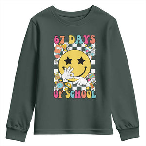67 Days Of School Youth Sweatshirt Six Seven Meme Student Teacher TS11 Dark Forest Green Print Your Wear