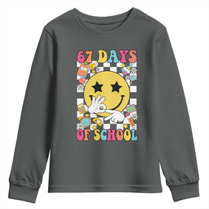 67 Days Of School Youth Sweatshirt Six Seven Meme Student Teacher TS11 Dark Heather Print Your Wear