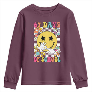 67 Days Of School Youth Sweatshirt Six Seven Meme Student Teacher TS11 Maroon Print Your Wear