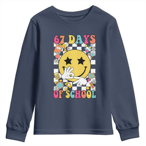 67 Days Of School Youth Sweatshirt Six Seven Meme Student Teacher TS11 Navy Print Your Wear