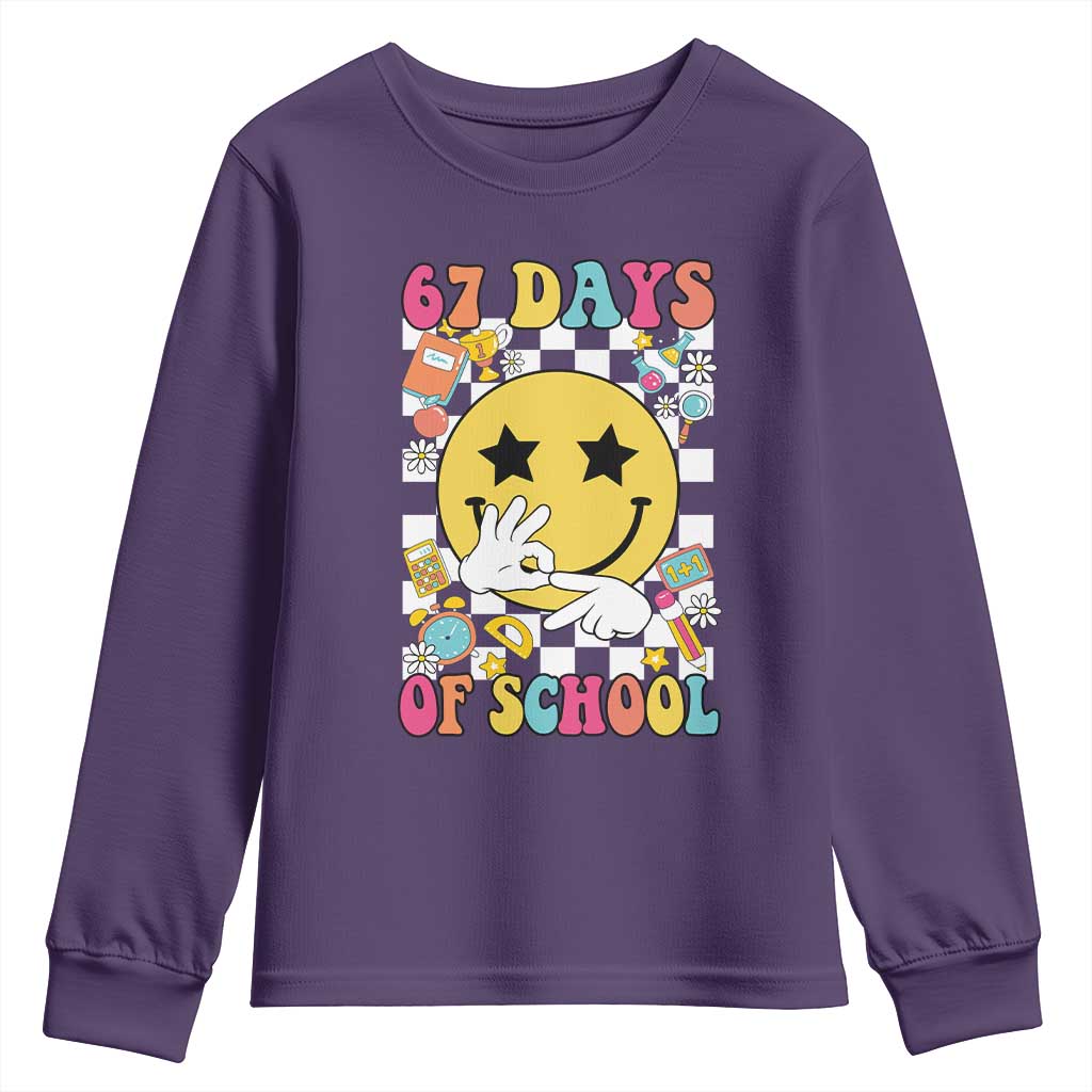 67 Days Of School Youth Sweatshirt Six Seven Meme Student Teacher TS11 Purple Print Your Wear