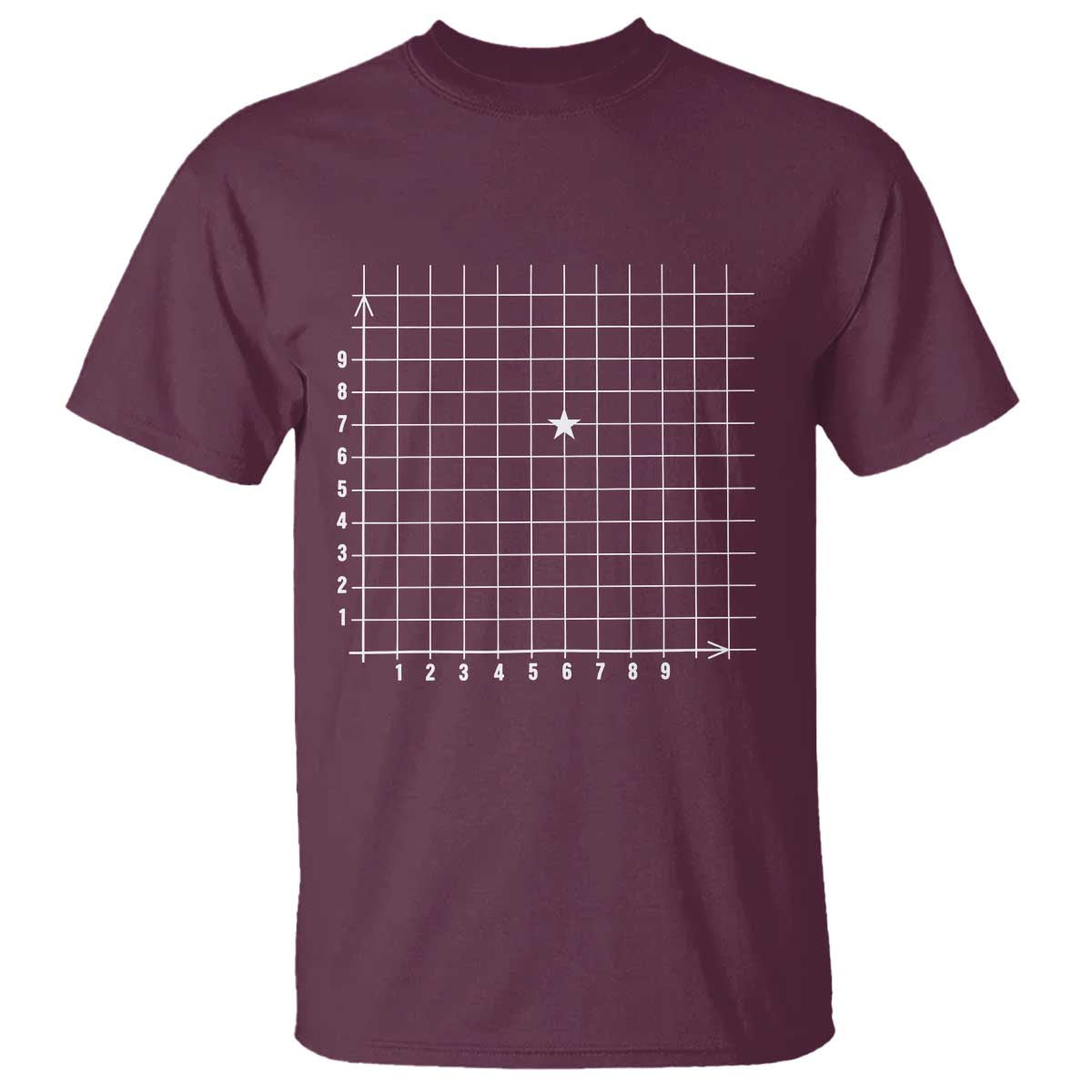 Funny 67 Math Coordinates T Shirt Teacher Student Six Seven Meme TS11 Maroon Print Your Wear