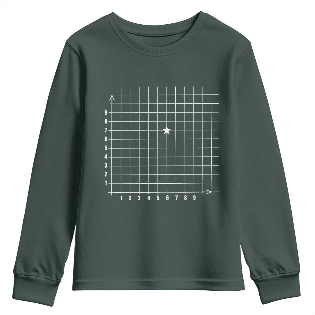 Funny 67 Math Coordinates Youth Sweatshirt Teacher Student Six Seven Meme TS11 Dark Forest Green Print Your Wear