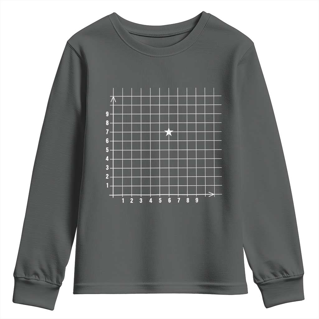 Funny 67 Math Coordinates Youth Sweatshirt Teacher Student Six Seven Meme TS11 Dark Heather Print Your Wear