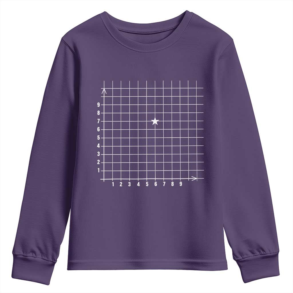 Funny 67 Math Coordinates Youth Sweatshirt Teacher Student Six Seven Meme TS11 Purple Print Your Wear