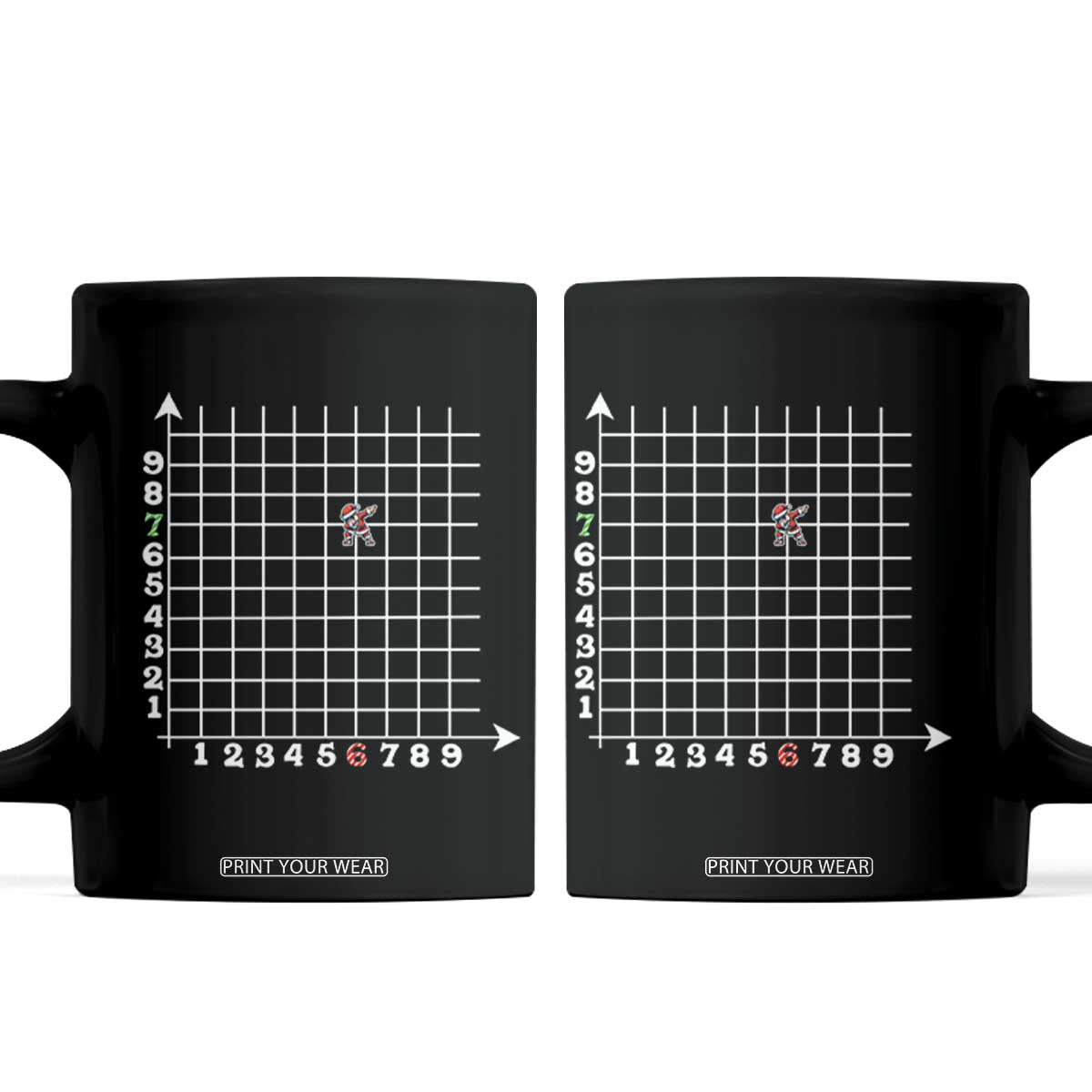 Funny 67 Math Coordinates Christmas Coffee Mug Dabbing Santa Teacher Student Six Seven Meme TS11 Black Print Your Wear