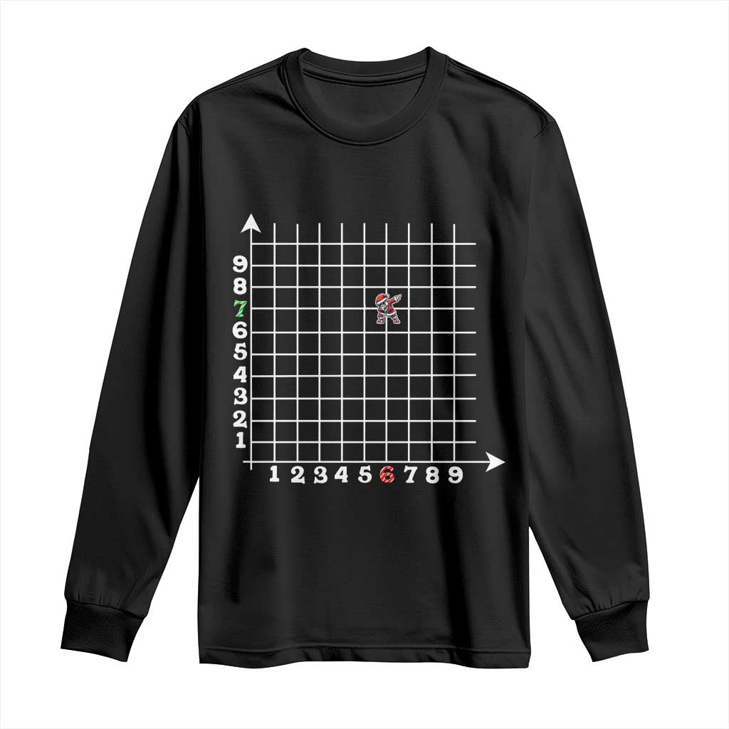 Funny 67 Math Coordinates Christmas Long Sleeve Shirt Dabbing Santa Teacher Student Six Seven Meme TS11 Black Print Your Wear