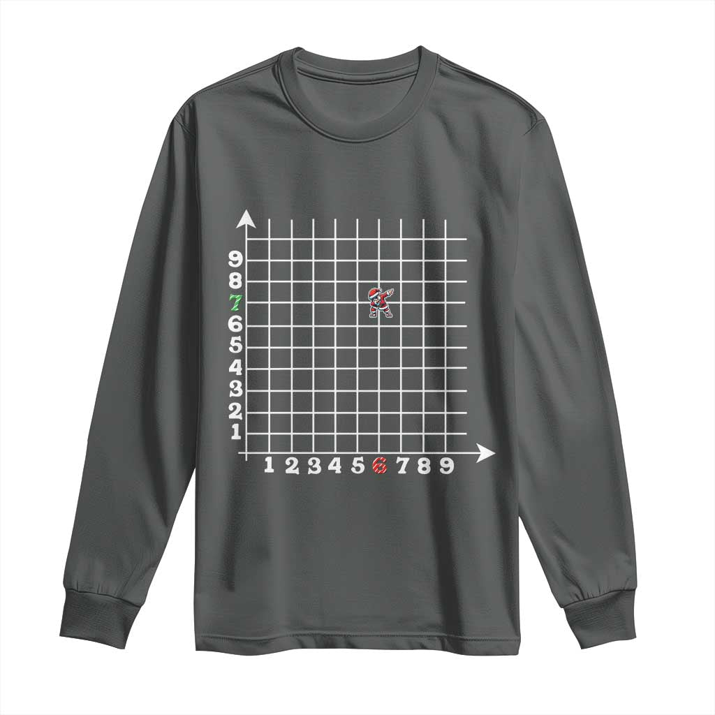 Funny 67 Math Coordinates Christmas Long Sleeve Shirt Dabbing Santa Teacher Student Six Seven Meme TS11 Dark Heather Print Your Wear