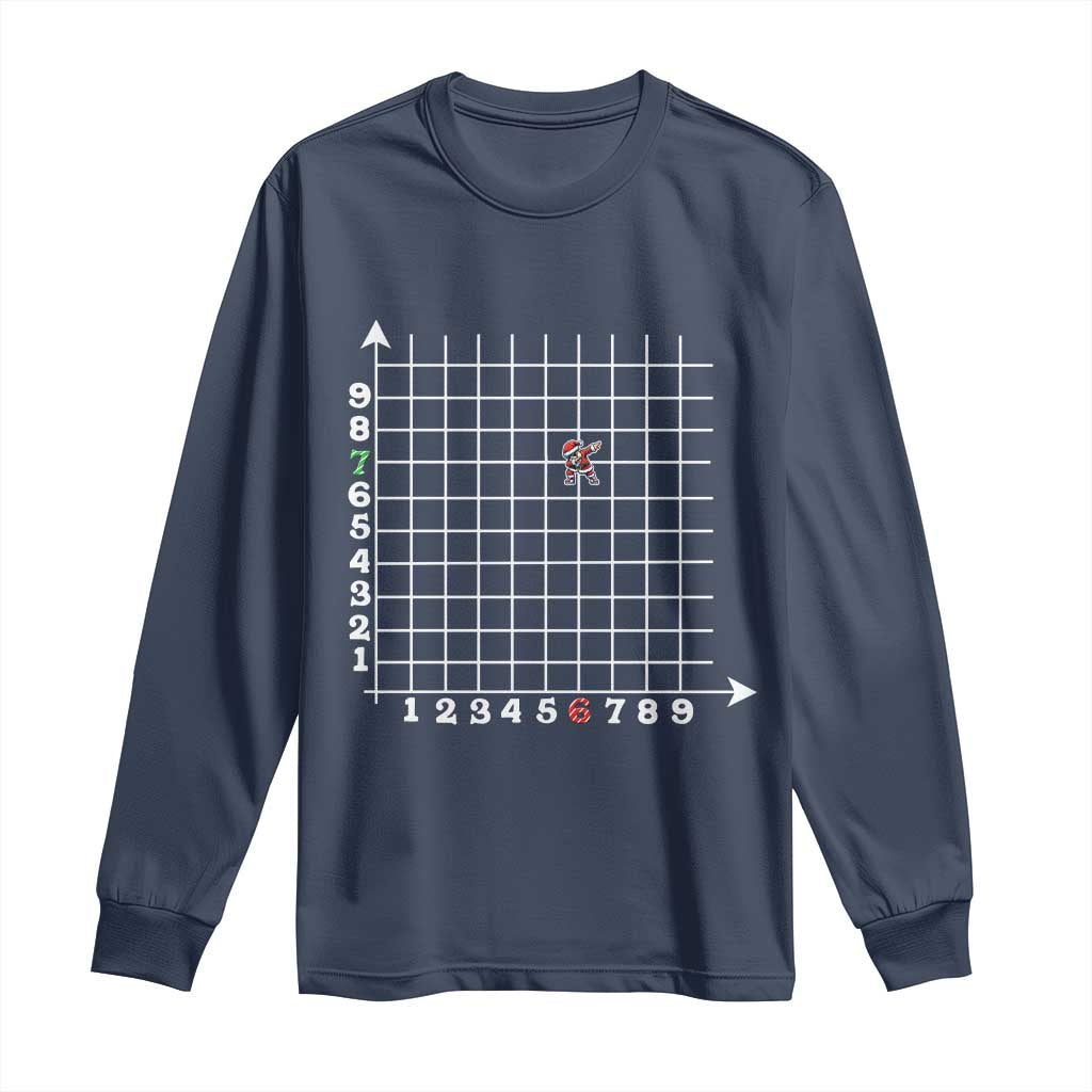 Funny 67 Math Coordinates Christmas Long Sleeve Shirt Dabbing Santa Teacher Student Six Seven Meme TS11 Navy Print Your Wear