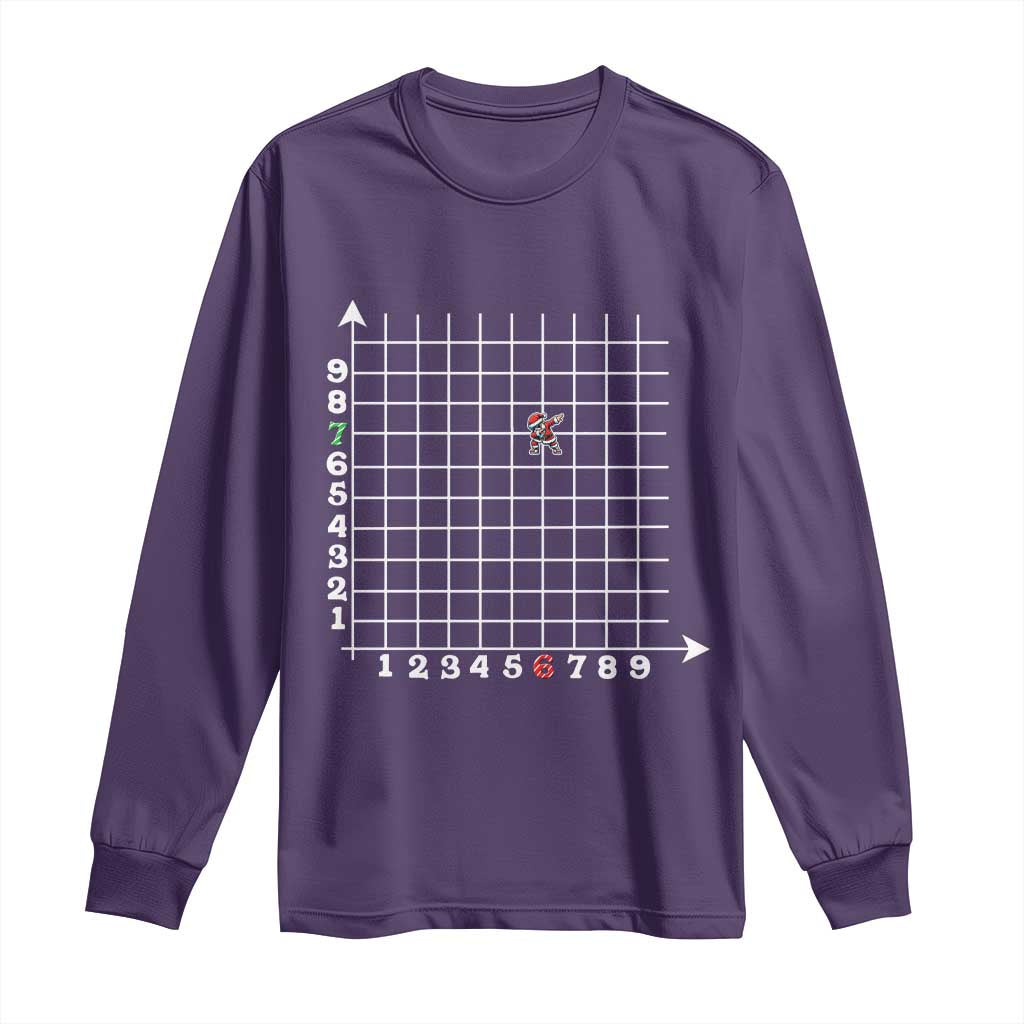 Funny 67 Math Coordinates Christmas Long Sleeve Shirt Dabbing Santa Teacher Student Six Seven Meme TS11 Purple Print Your Wear