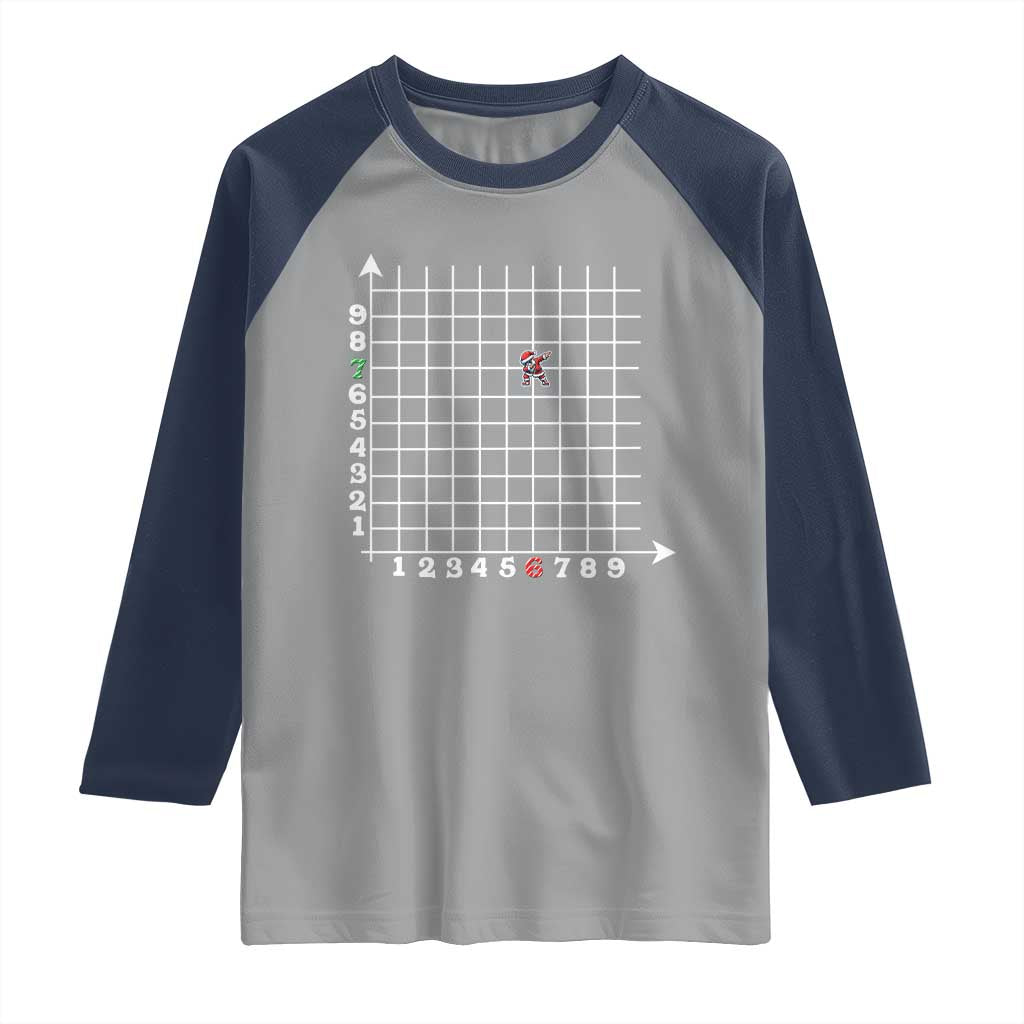 Funny 67 Math Coordinates Christmas Raglan Shirt Dabbing Santa Teacher Student Six Seven Meme TS11 Sport Gray Navy Print Your Wear