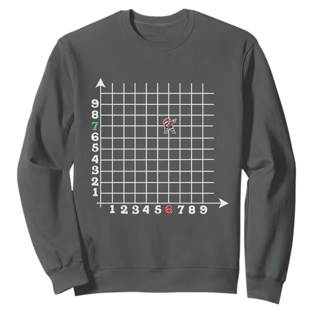 Funny 67 Math Coordinates Christmas Sweatshirt Dabbing Santa Teacher Student Six Seven Meme TS11 Dark Heather Print Your Wear