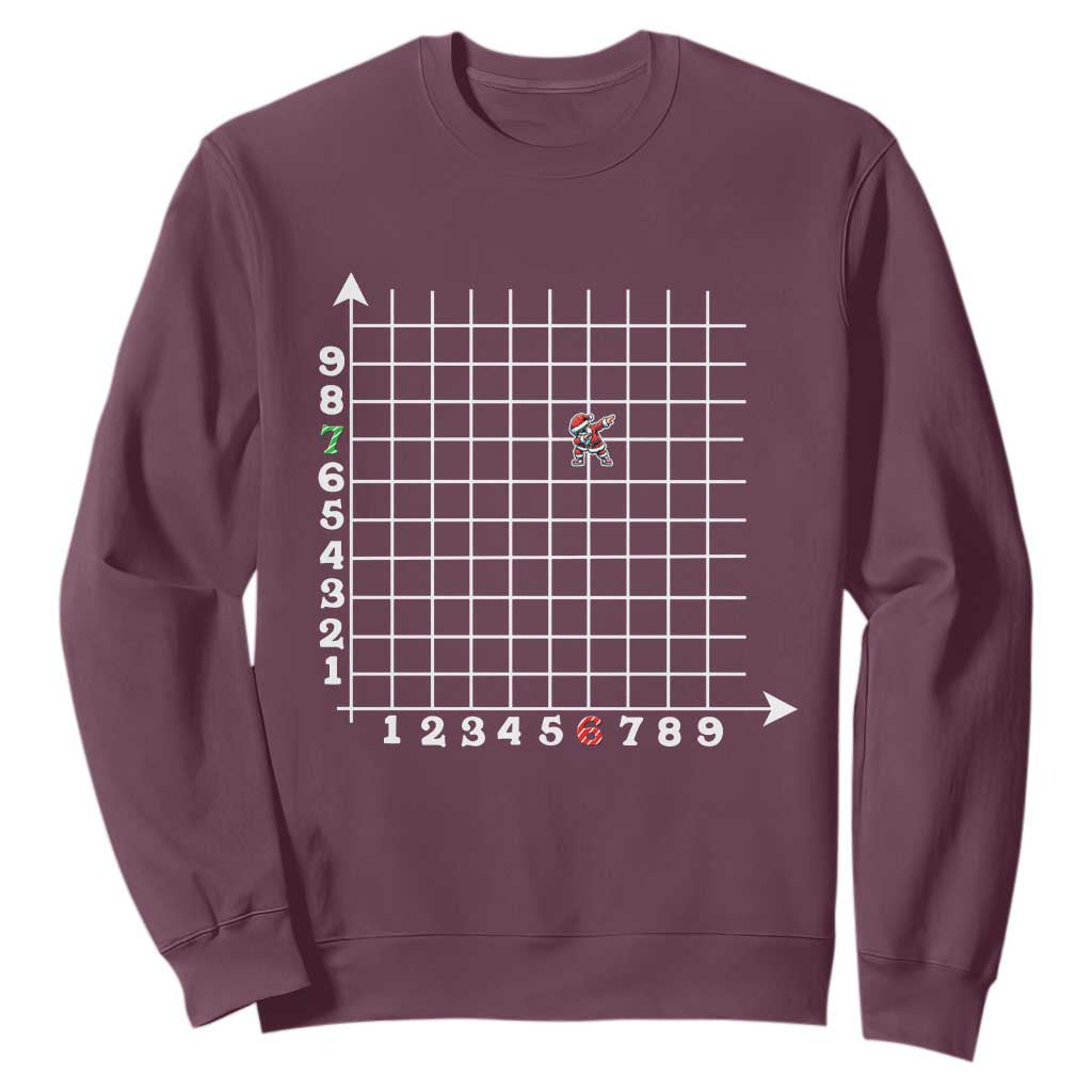 Funny 67 Math Coordinates Christmas Sweatshirt Dabbing Santa Teacher Student Six Seven Meme TS11 Maroon Print Your Wear