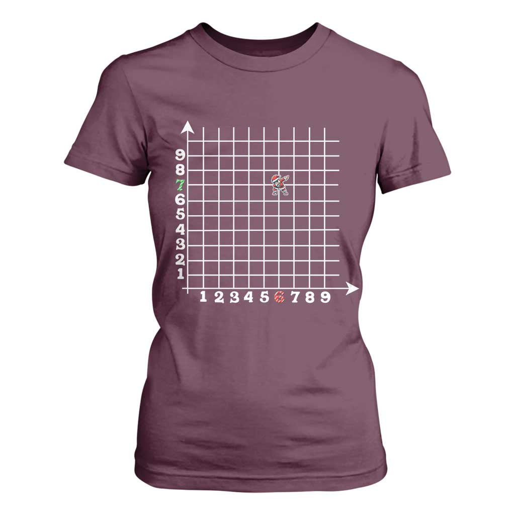 Funny 67 Math Coordinates Christmas T Shirt For Women Dabbing Santa Teacher Student Six Seven Meme TS11 Maroon Print Your Wear