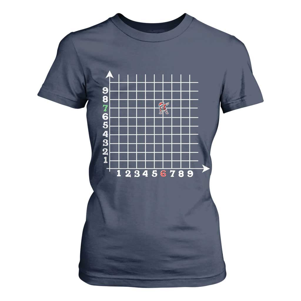 Funny 67 Math Coordinates Christmas T Shirt For Women Dabbing Santa Teacher Student Six Seven Meme TS11 Navy Print Your Wear