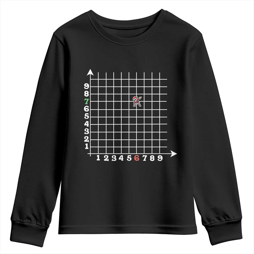 Funny 67 Math Coordinates Christmas Youth Sweatshirt Dabbing Santa Teacher Student Six Seven Meme TS11 Black Print Your Wear