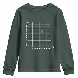 Funny 67 Math Coordinates Christmas Youth Sweatshirt Dabbing Santa Teacher Student Six Seven Meme TS11 Dark Forest Green Print Your Wear