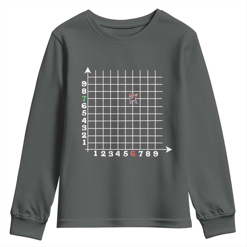 Funny 67 Math Coordinates Christmas Youth Sweatshirt Dabbing Santa Teacher Student Six Seven Meme TS11 Dark Heather Print Your Wear