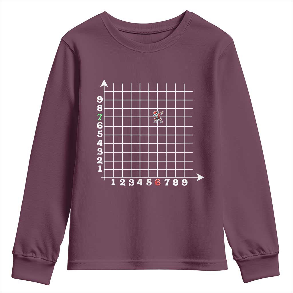 Funny 67 Math Coordinates Christmas Youth Sweatshirt Dabbing Santa Teacher Student Six Seven Meme TS11 Maroon Print Your Wear